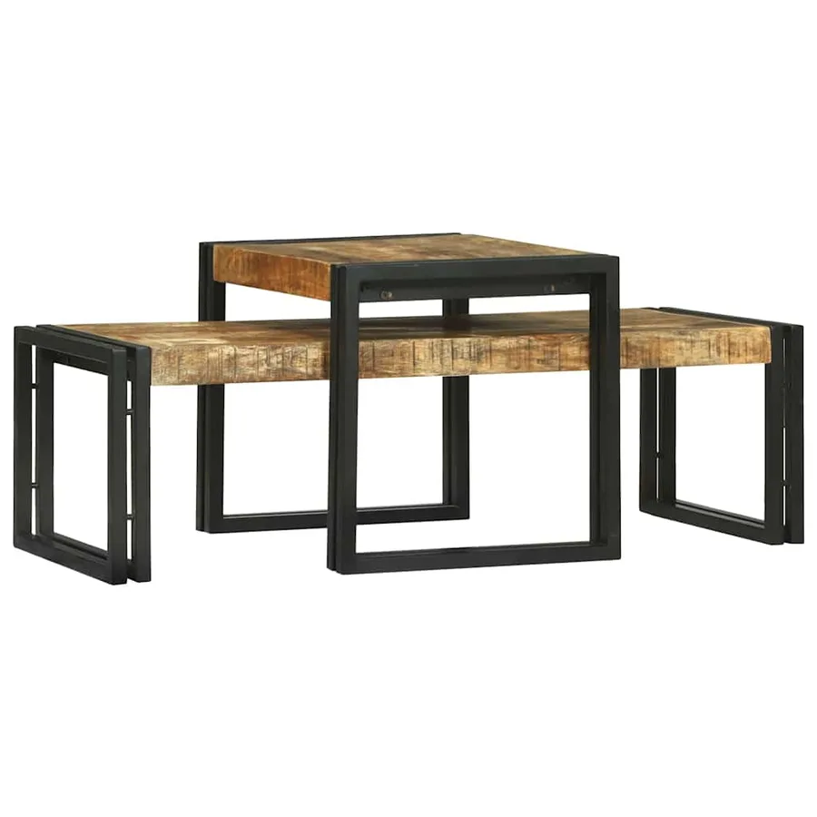 Table basse 2 pcs Marron 48 x 40 x 40 cm Bois de mangue massif - 4