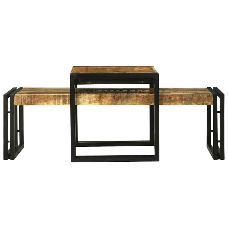 Table basse 2 pcs Marron 48 x 40 x 40 cm Bois de mangue massif - 5