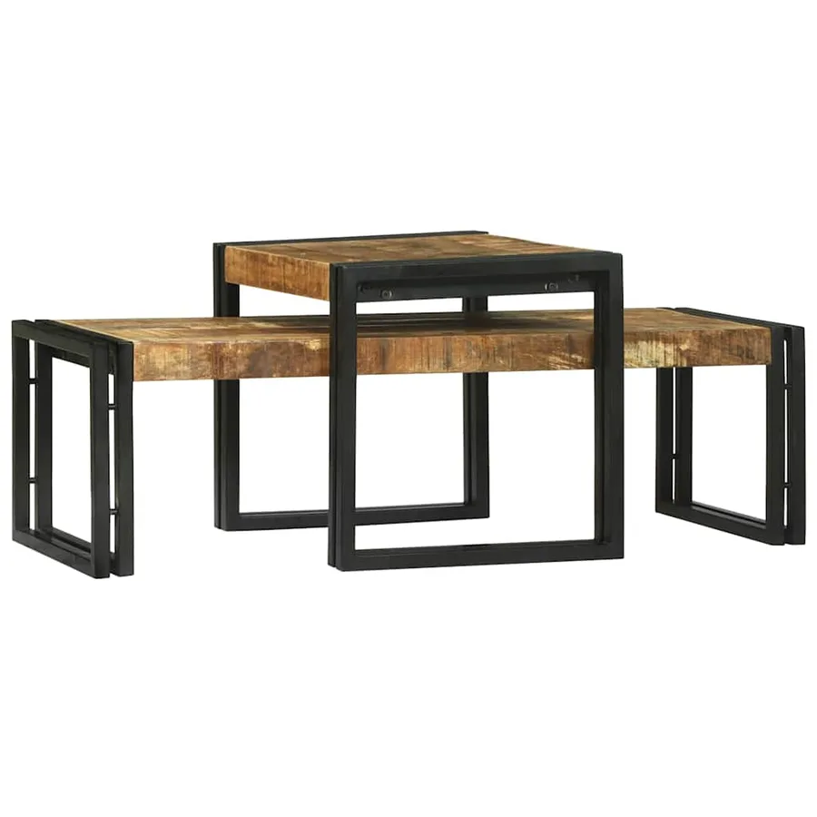 Table basse 2 pcs Marron 48 x 40 x 40 cm Bois de mangue massif - 6