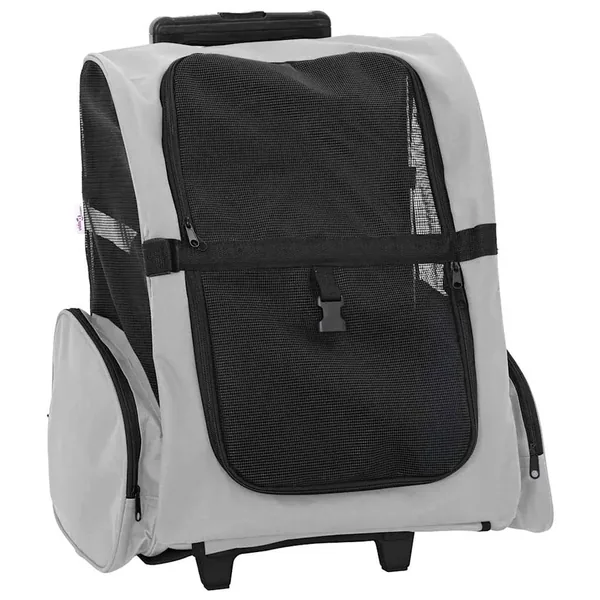 Chariot pour animaux de compagnie 3 en 1 Gris 48 x 32 x (57-106) cm Tissu Oxford