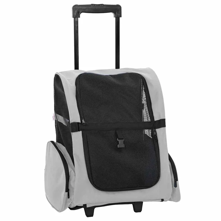 Chariot pour animaux de compagnie 3 en 1 Gris 48 x 32 x (57-106) cm Tissu Oxford - 2