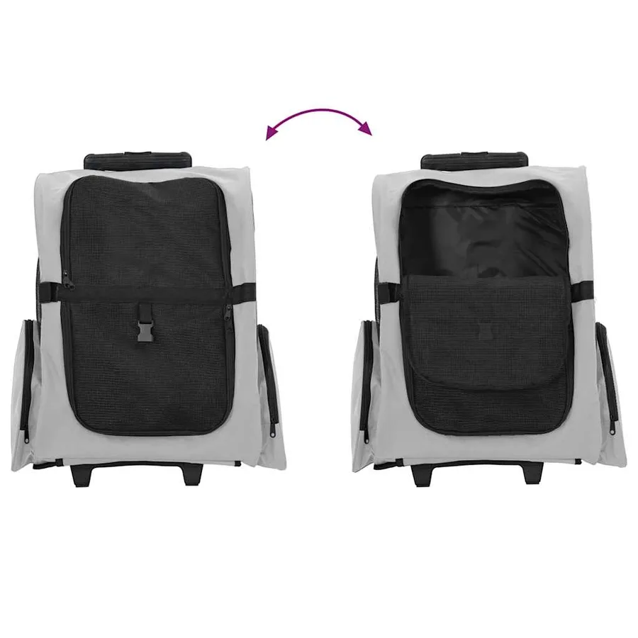 Chariot pour animaux de compagnie 3 en 1 Gris 48 x 32 x (57-106) cm Tissu Oxford - 8