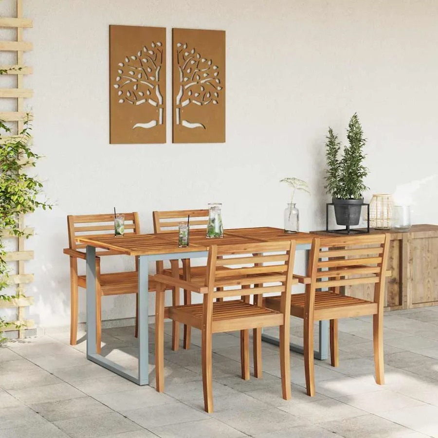 Table de Jardin Gris 140 x 80 x 75 cm Bois d'Acacia Massif - 4