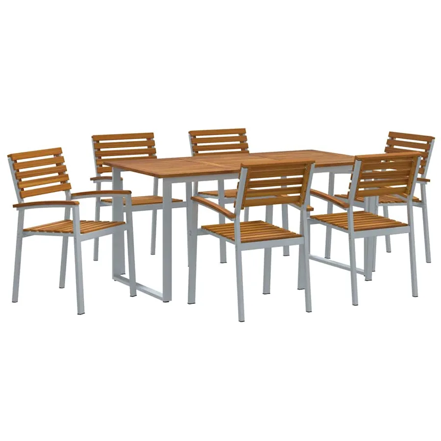 Ensemble de salle à manger pour jardin 7 pcs Gris - 2