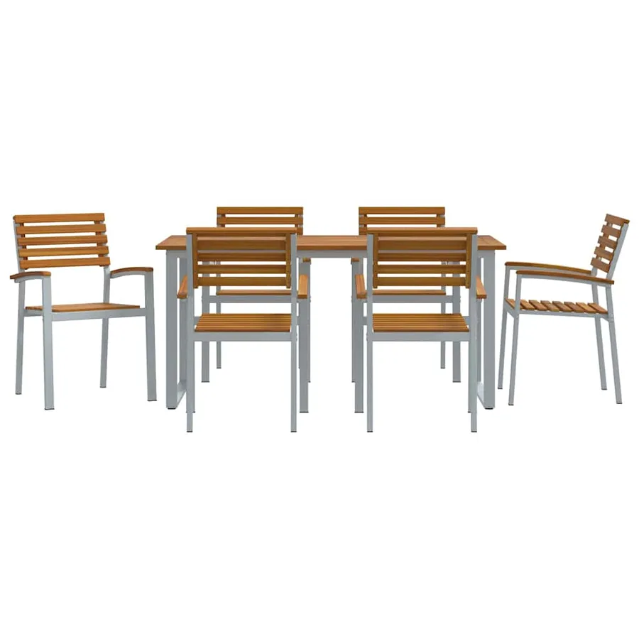 Ensemble de salle à manger pour jardin 7 pcs Gris - 7