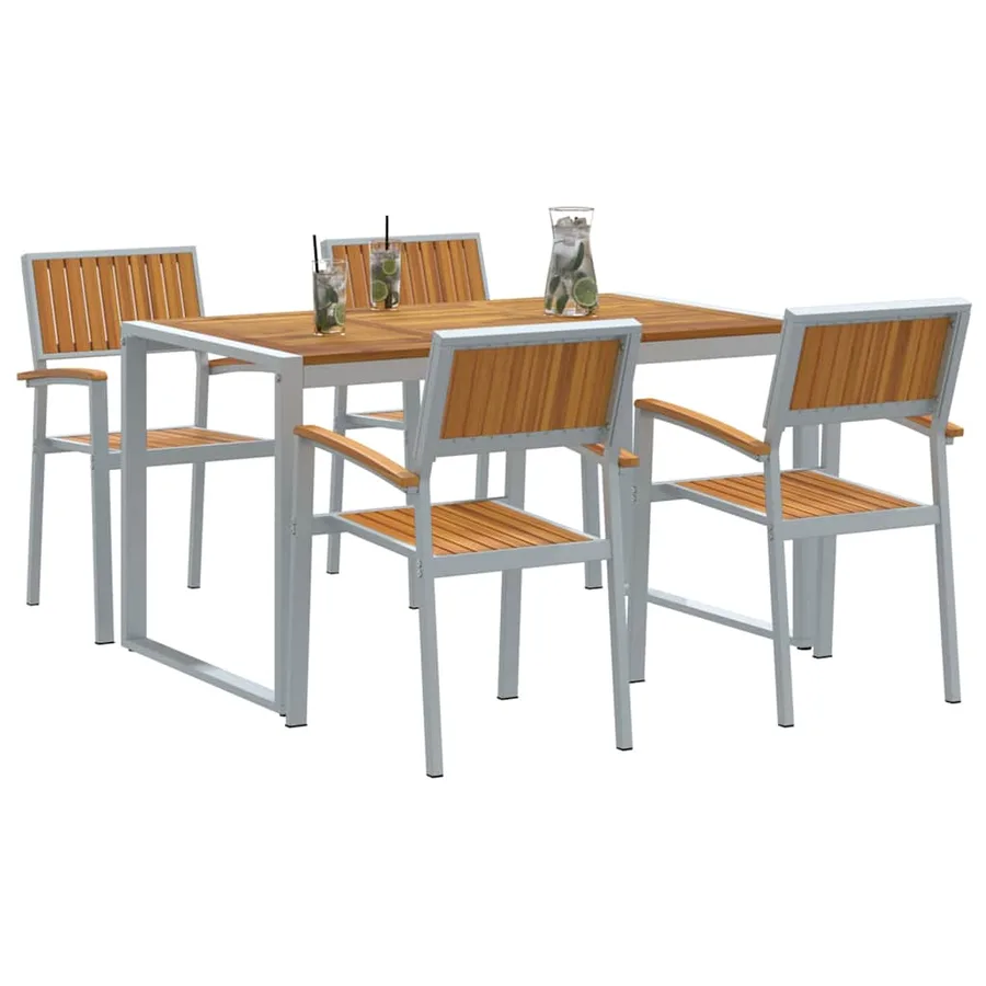 Ensemble de salle à manger pour jardin 5 pcs Gris - 3