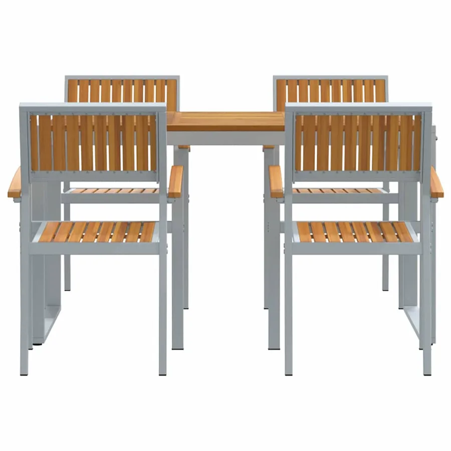 Ensemble de salle à manger pour jardin 5 pcs Gris - 7