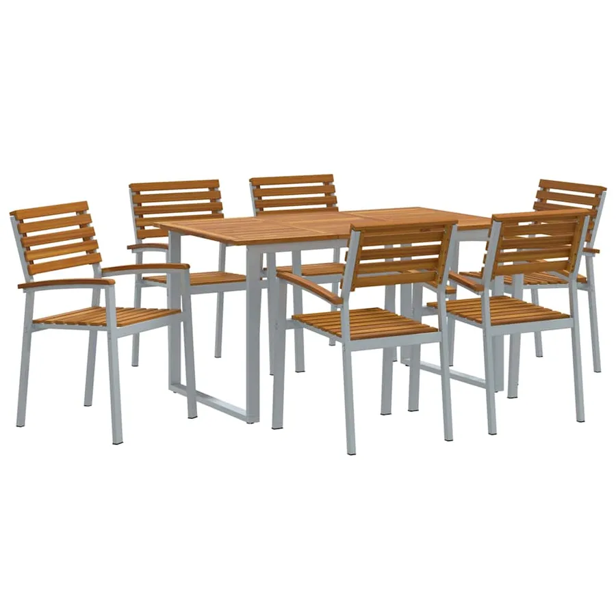 Ensemble de salle à manger pour jardin 7 pcs Gris - 2