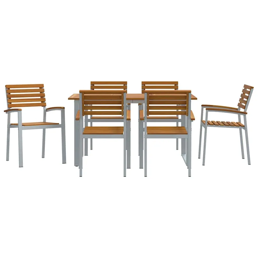 Ensemble de salle à manger pour jardin 7 pcs Gris - 7