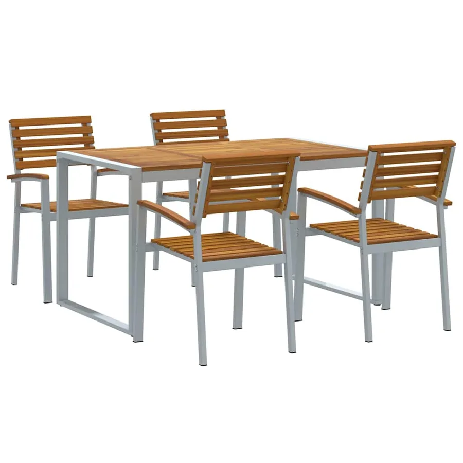 Ensemble de salle à manger pour jardin 5 pcs Gris - 2