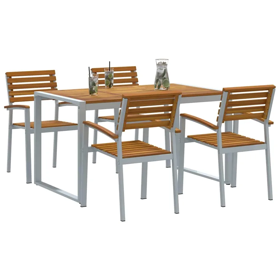 Ensemble de salle à manger pour jardin 5 pcs Gris - 3