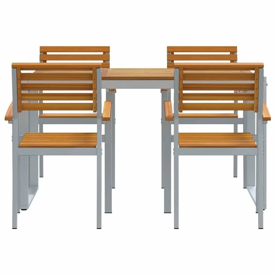 Ensemble de salle à manger pour jardin 5 pcs Gris - 7
