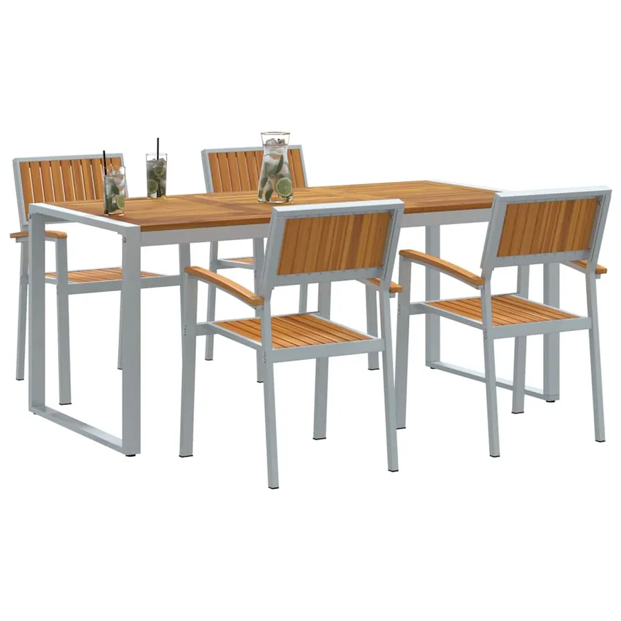 Ensemble de salle à manger pour jardin 5 pcs Gris - 3