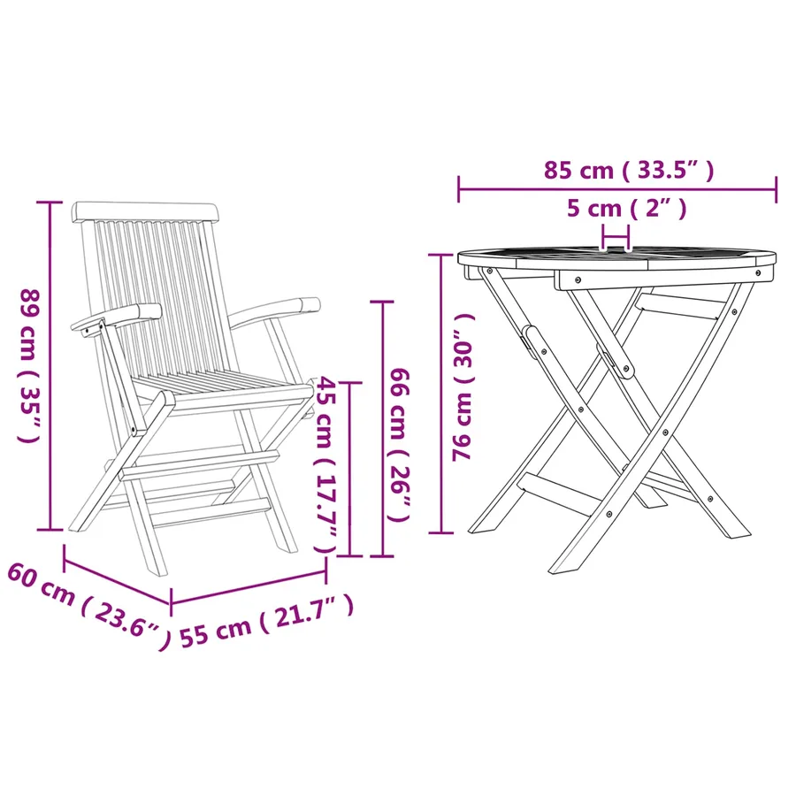 Ensemble de salle à manger pour jardin 3 pcs Marron - 5