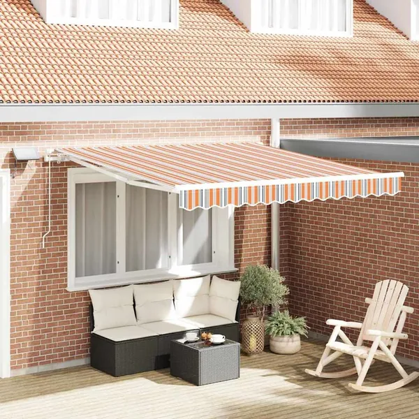 Auvent rétractable Multicolore 350 x 250 cm Tissu et Aluminium