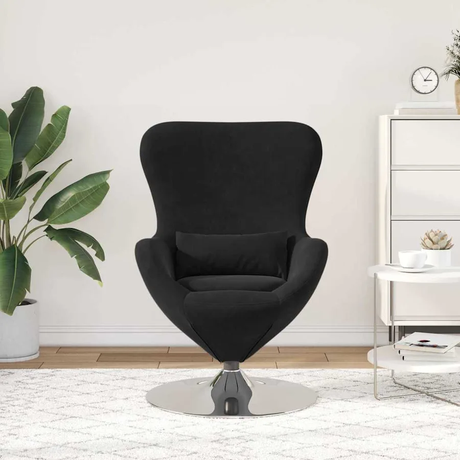 Fauteuil œuf Noir Velours - 3