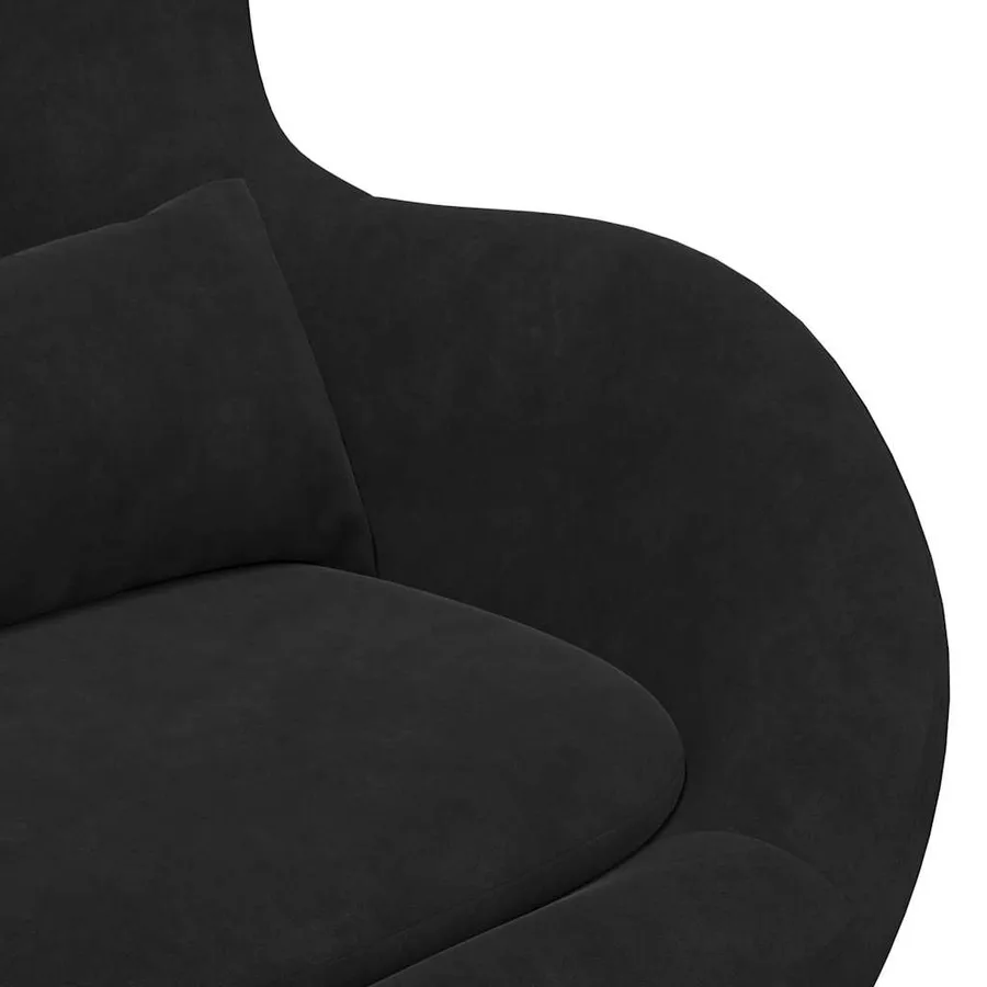 Fauteuil œuf Noir Velours - 7