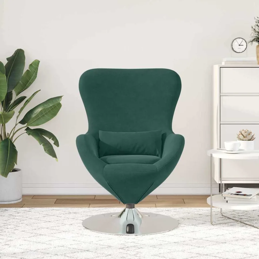 Fauteuil œuf Vert foncé Velours - 3