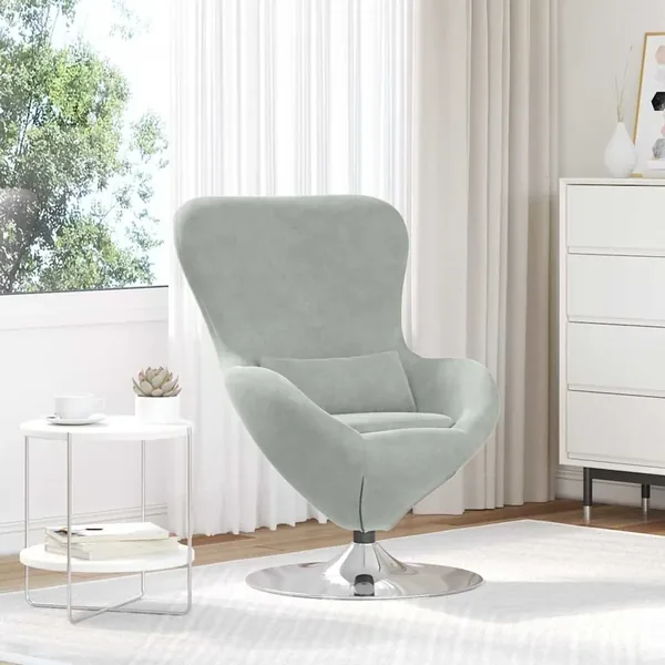 Fauteuil œuf Gris clair Velours