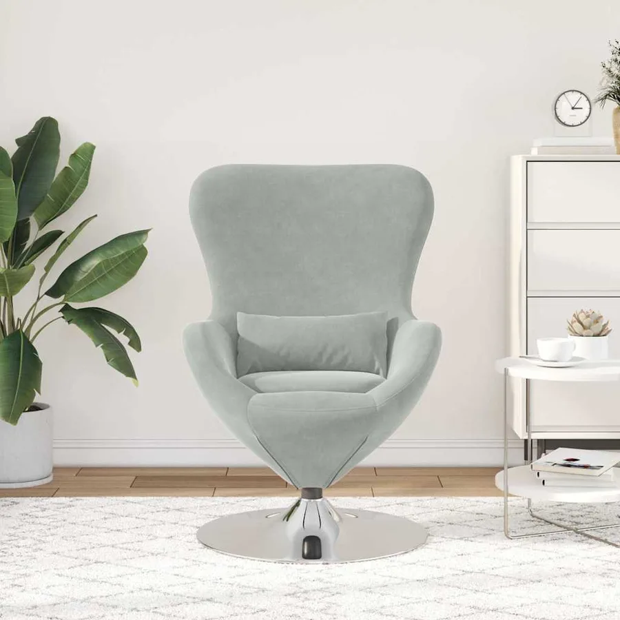 Fauteuil œuf Gris clair Velours - 3