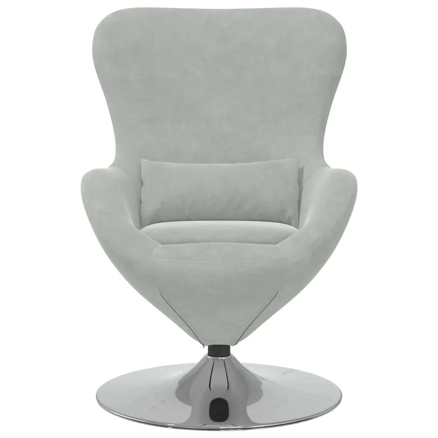 Fauteuil œuf Gris clair Velours - 4
