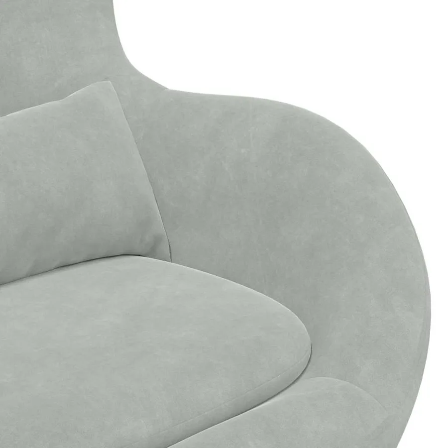 Fauteuil œuf Gris clair Velours - 7