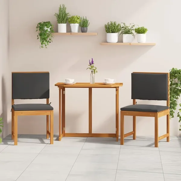 Chaise de jardin avec coussin 2 pcs Marron Bois d'acacia massif