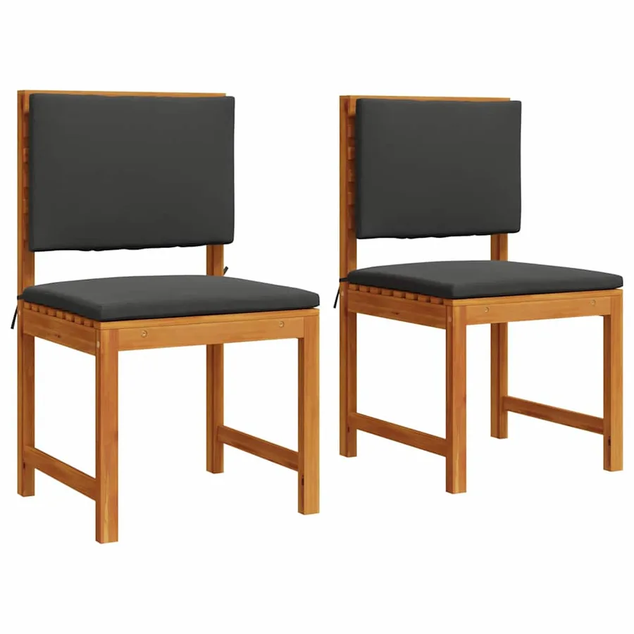 Chaise de jardin avec coussin 2 pcs Marron Bois d'acacia massif - 2