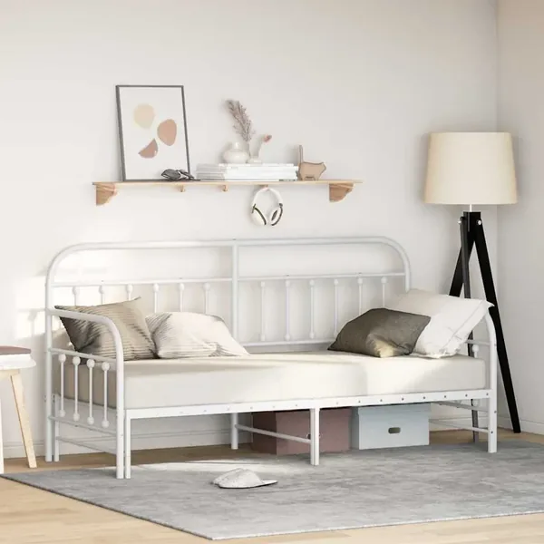 Cadre de lit de jour Blanc 75 x 190 cm Acier enduit de poudre