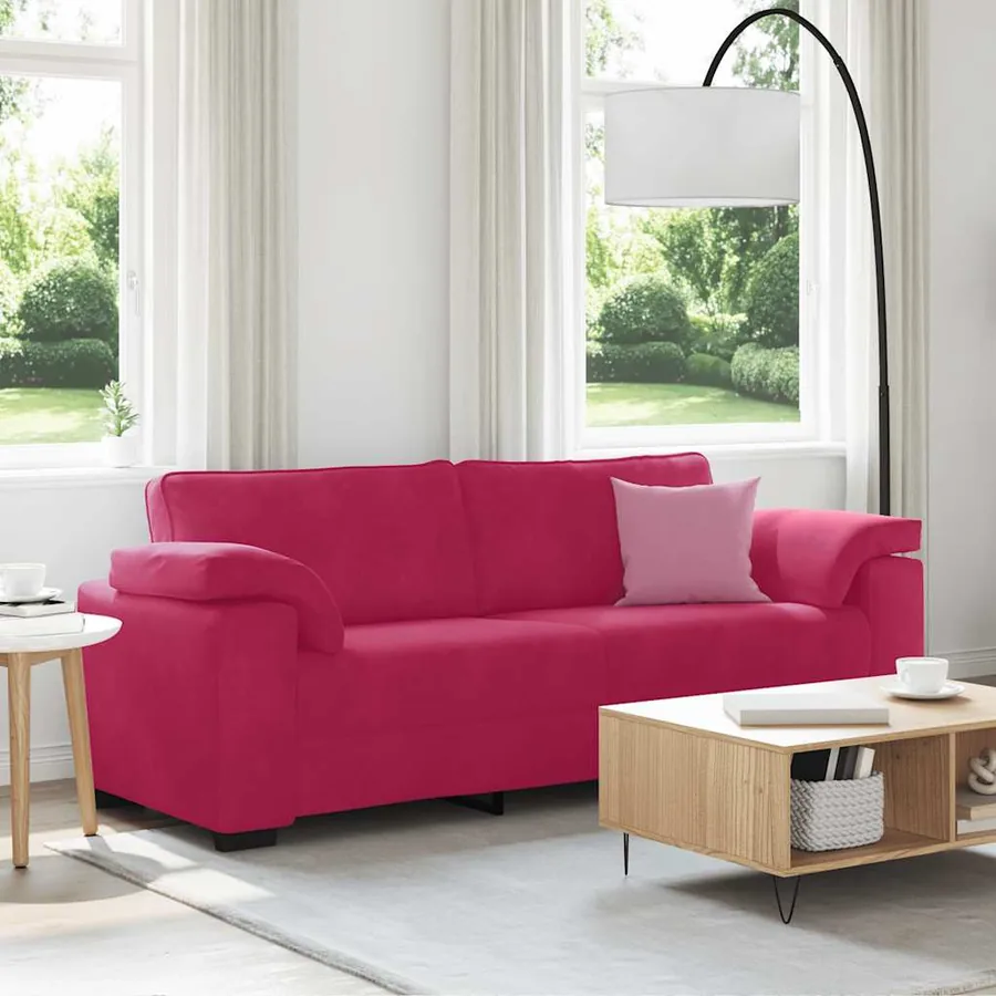 Canapé 3 places rouge bordeaux 220 x 77 x 82 cm velours