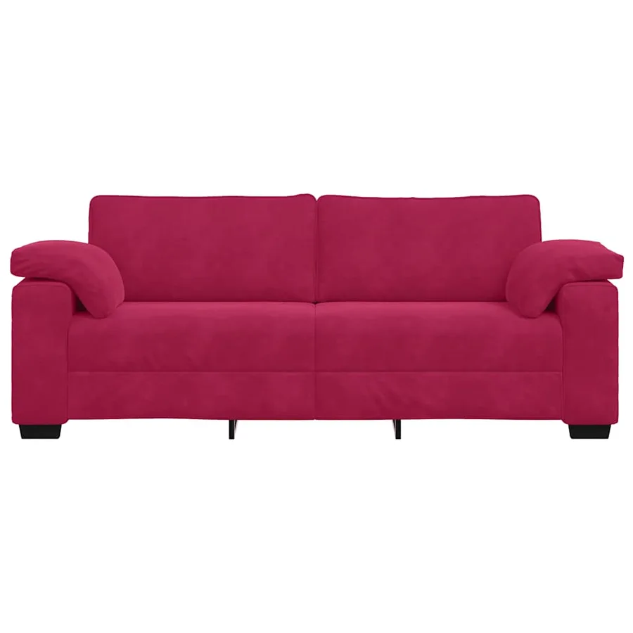 Canapé 3 places rouge bordeaux 220 x 77 x 82 cm velours - 4