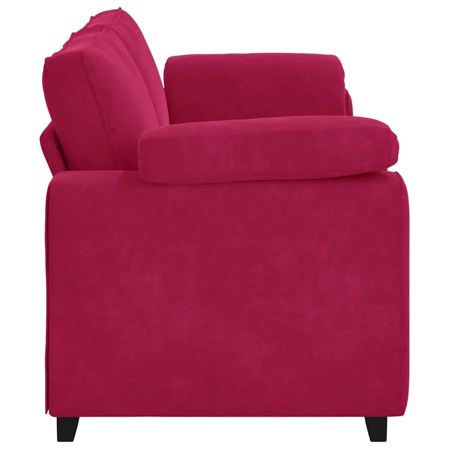 Canapé 3 places rouge bordeaux 220 x 77 x 82 cm velours - 5