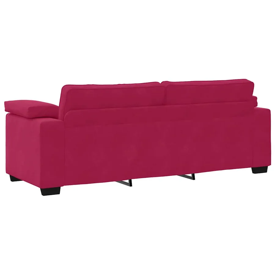 Canapé 3 places rouge bordeaux 220 x 77 x 82 cm velours - 6