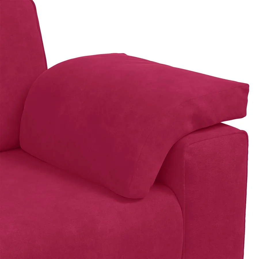 Canapé 3 places rouge bordeaux 220 x 77 x 82 cm velours - 7