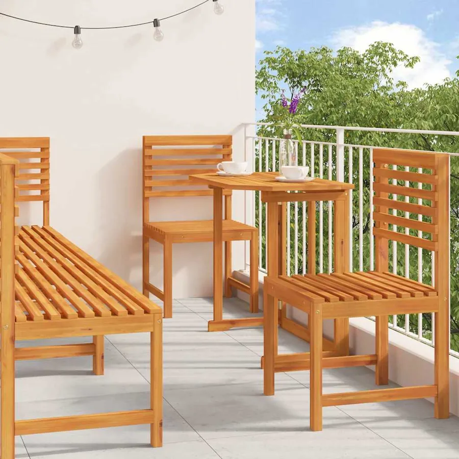 Ensemble bistro de jardin 6 pcs Marron Bois d'Acacia Massif