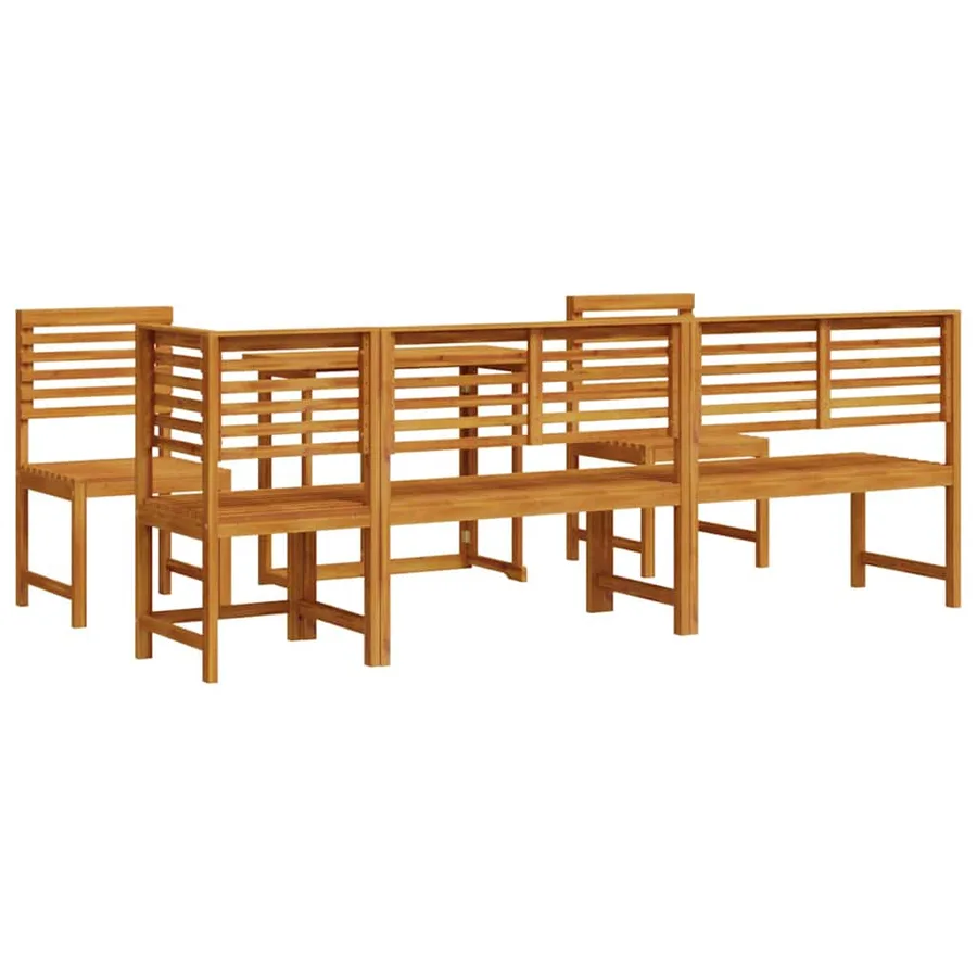 Ensemble bistro de jardin 6 pcs Marron Bois d'Acacia Massif - 10