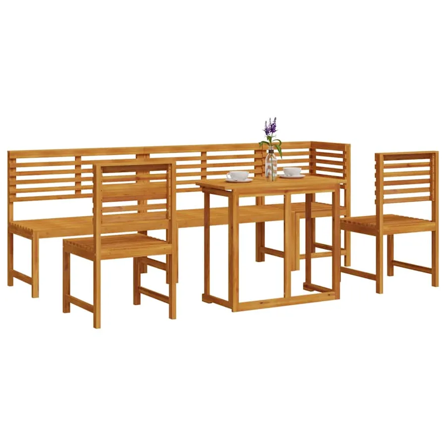 Ensemble bistro de jardin 6 pcs Marron Bois d'Acacia Massif - 3