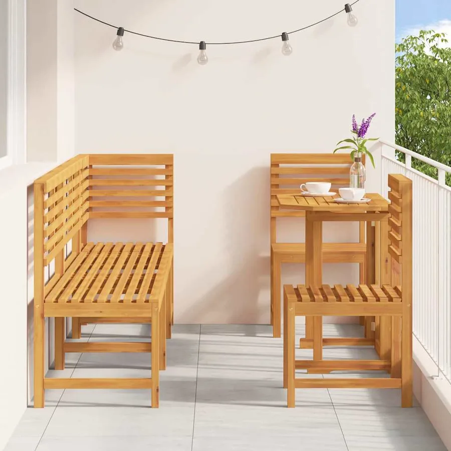 Ensemble bistro de jardin 6 pcs Marron Bois d'Acacia Massif - 4