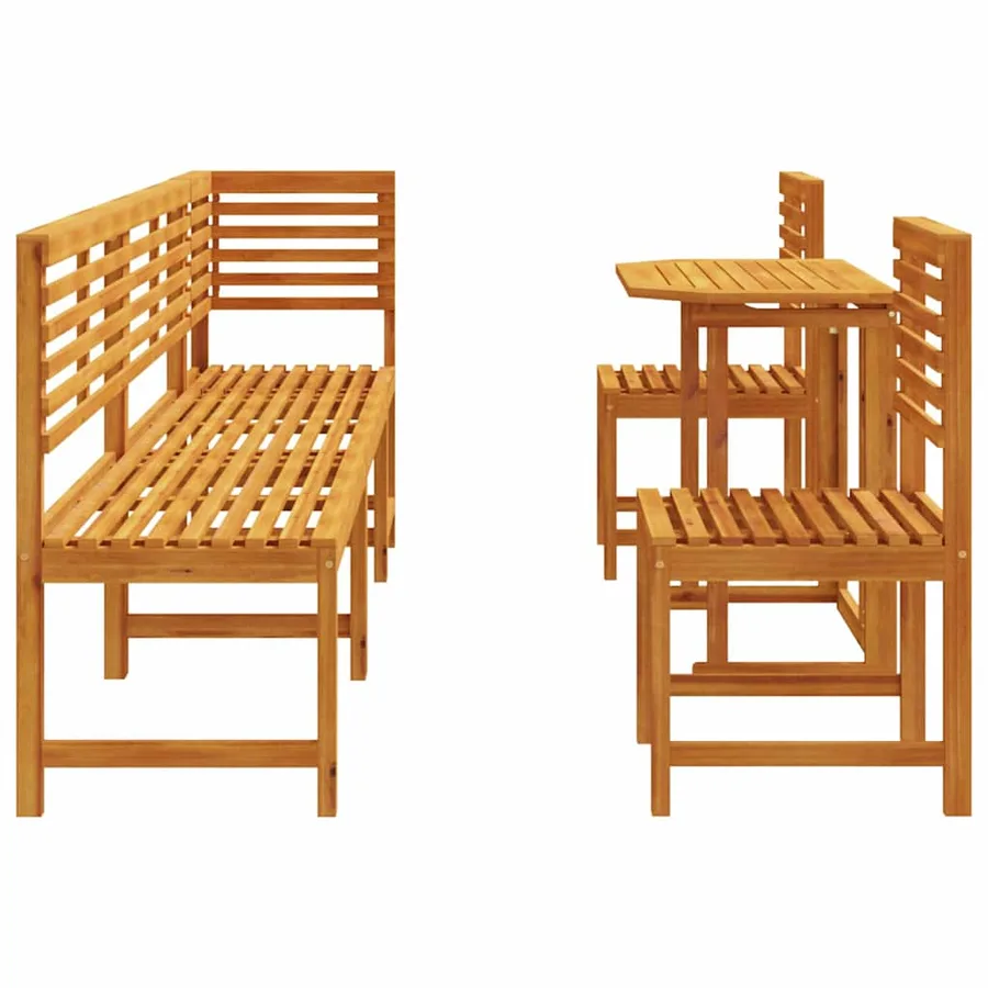 Ensemble bistro de jardin 6 pcs Marron Bois d'Acacia Massif - 9
