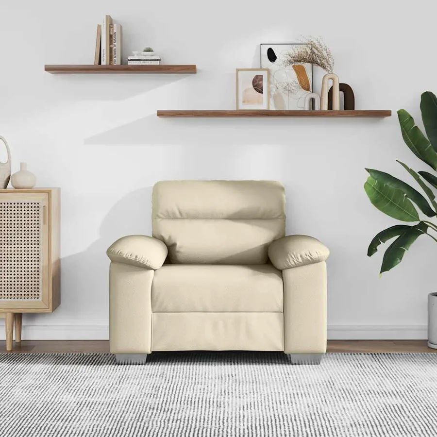 Fauteuil canapé crème 100x81x84 cm en similicuir - 3