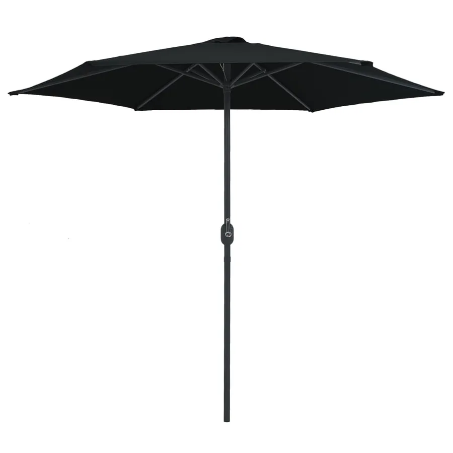 Parasol de jardin et mât en aluminium 270x246 cm Noir - 2