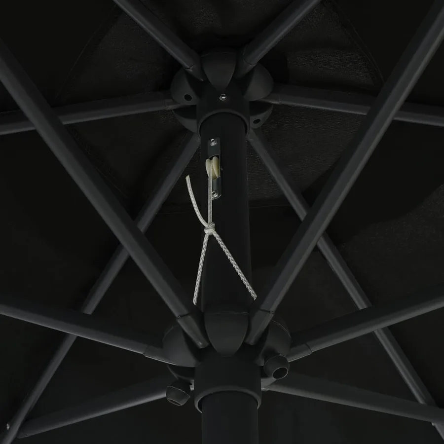 Parasol de jardin et mât en aluminium 270x246 cm Noir - 5