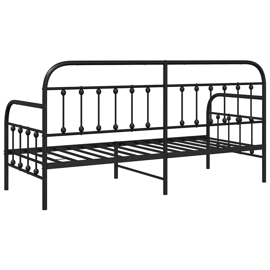 Cadre de lit de jour Noir 75 x 190 cm Acier enduit de poudre - 7