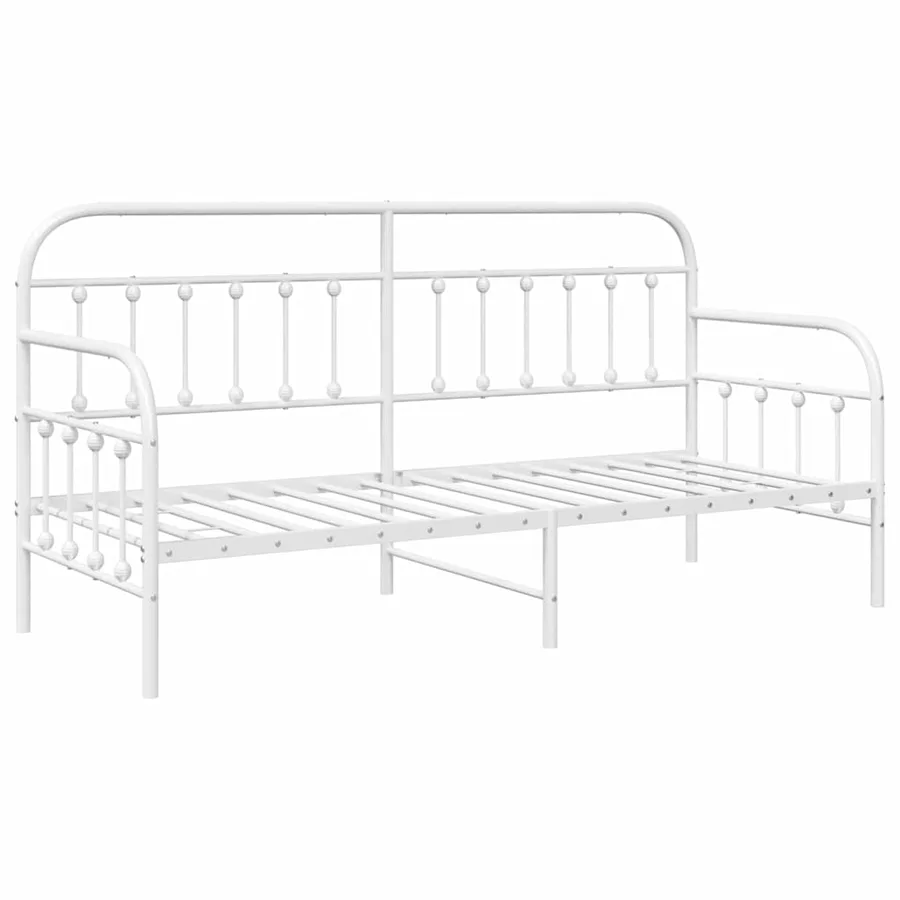 Cadre de lit de jour Blanc 75 x 190 cm Acier enduit de poudre - 4