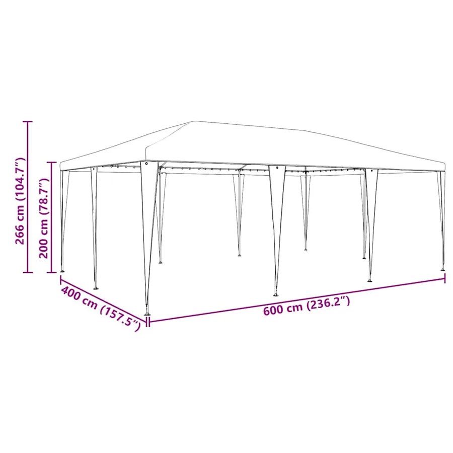 Tente de fête Vert 600 x 400 x 266 cm Polyéthylène et acier - 11