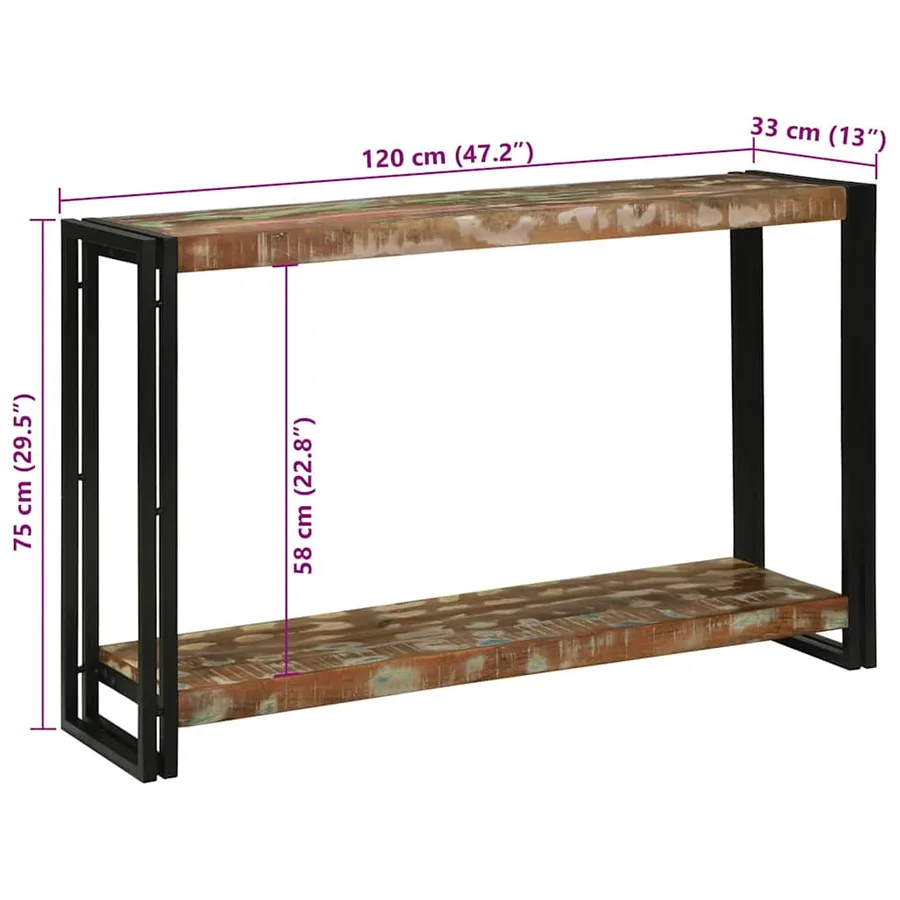 Table console Multicolore 120 x 33 x 75 cm Bois Recyclé Solide - 10