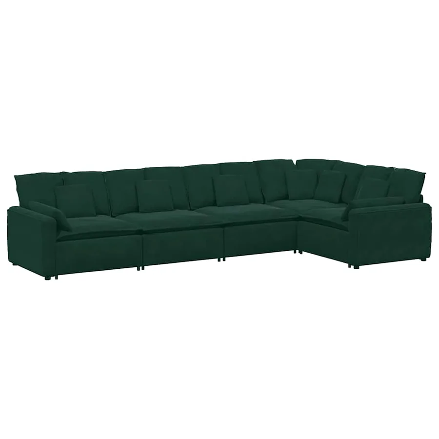Canapé modulable avec coussins velours vert foncé - 2