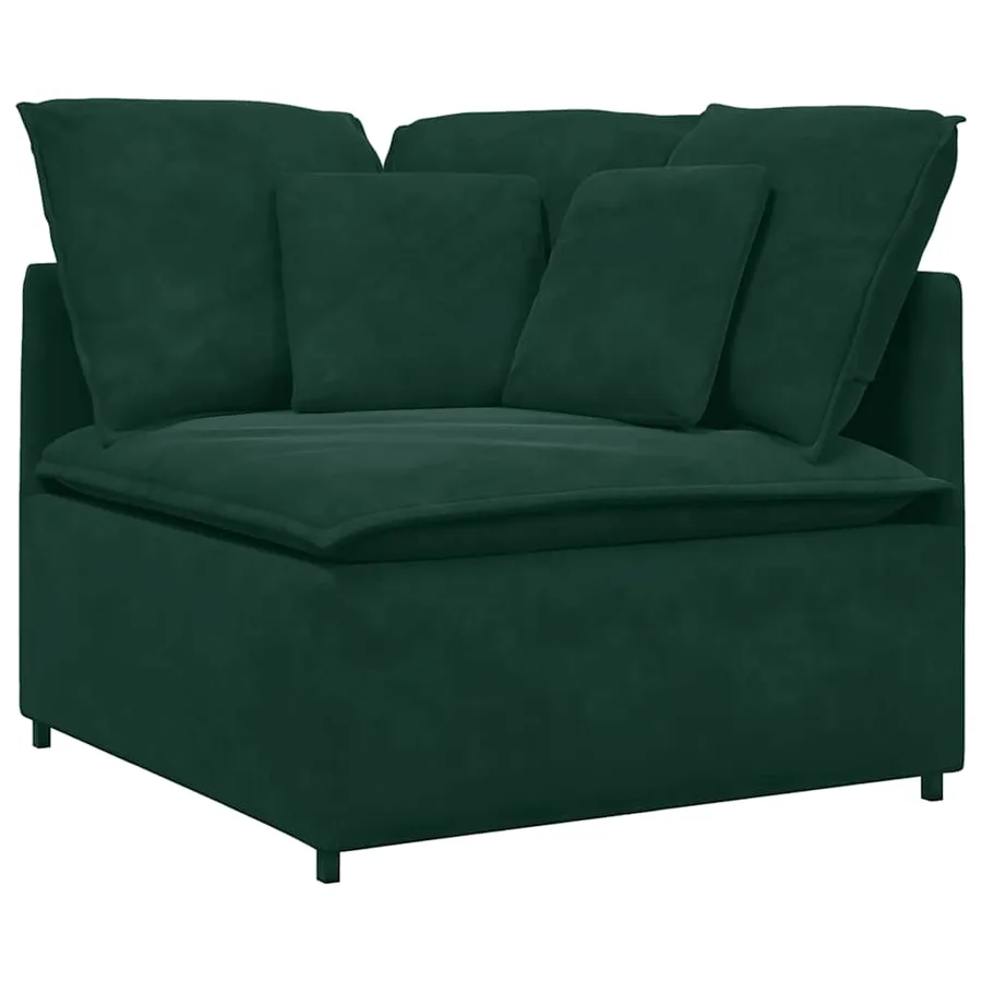 Canapé modulable avec coussins velours vert foncé - 5