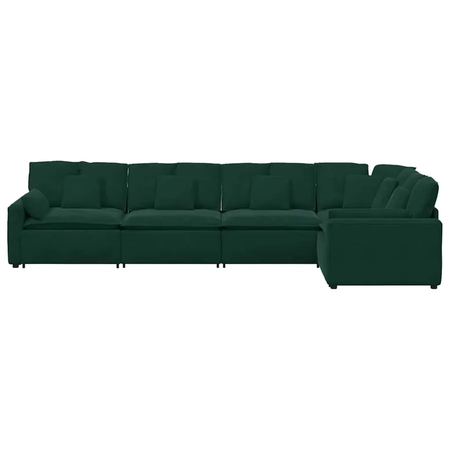 Canapé modulable avec coussins velours vert foncé - 6