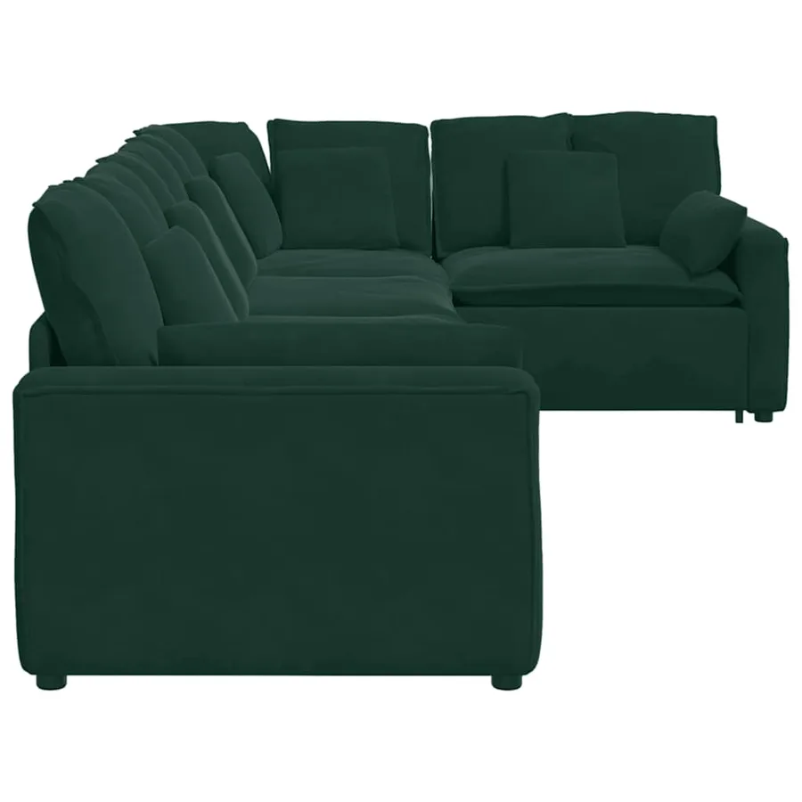 Canapé modulable avec coussins velours vert foncé - 7